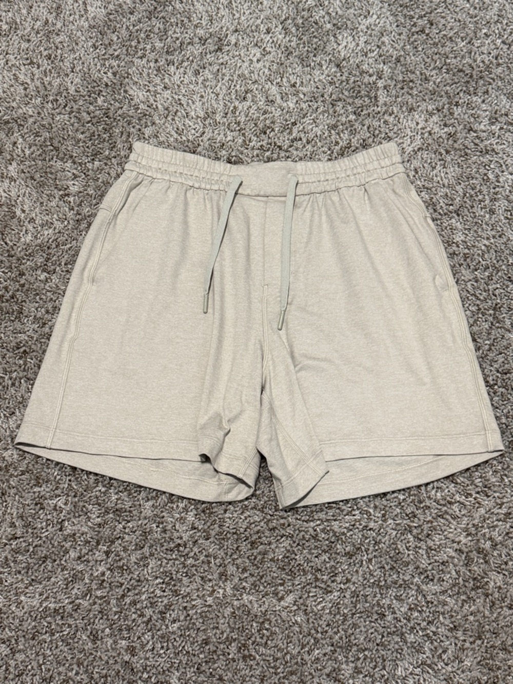 lululemon athletica Men's Soft Jersey Athletic Drawstring Shorts - Cream/Tan